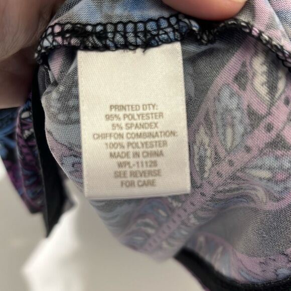 Roz & Ali Women's Multicolor Paisley Scoop Neck Bell Sleeve Blouse Medium - Picture 10 of 11